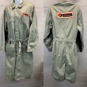 Vtg 50s/60s Herringbone Coverall Trench Coat Mechanic Coat Chain Stitch B13